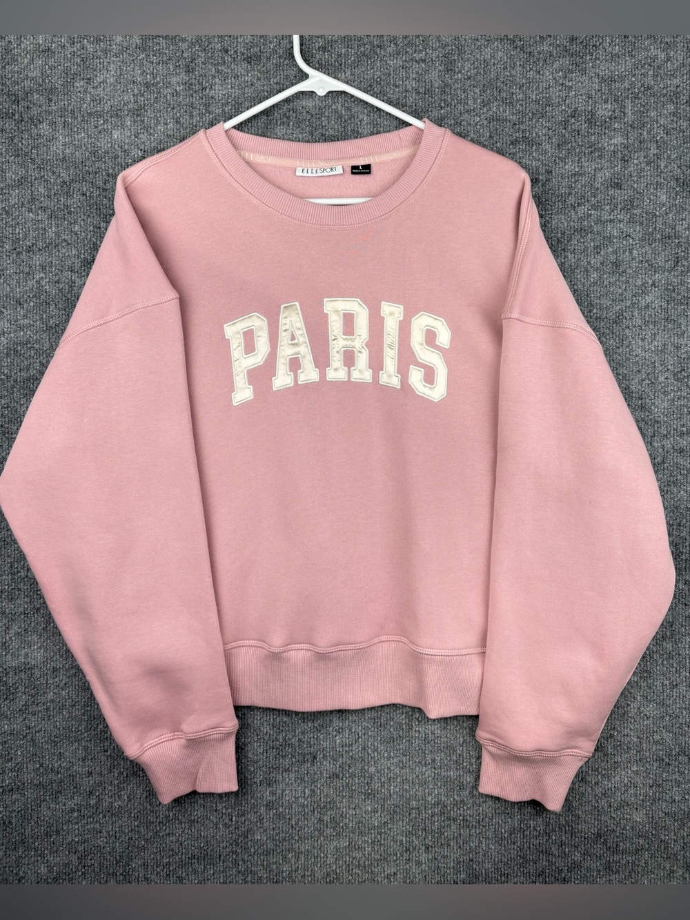 Elle Sport Women's Paris Logo Crewneck Long Sleeve Sweatshirt, Dusty Rose, L
